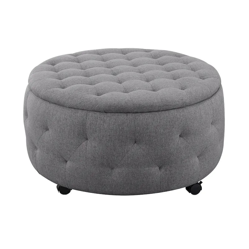 Ensemble de poufs de rangement ronds gris d'intérieur