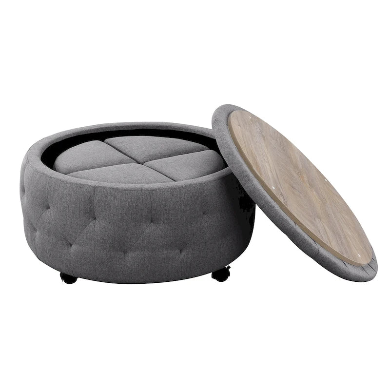 Ensemble de poufs de rangement ronds gris d'intérieur