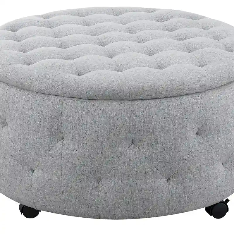 Ensemble de poufs de rangement ronds gris d'intérieur