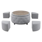 Ensemble de poufs de rangement ronds gris d'intérieur
