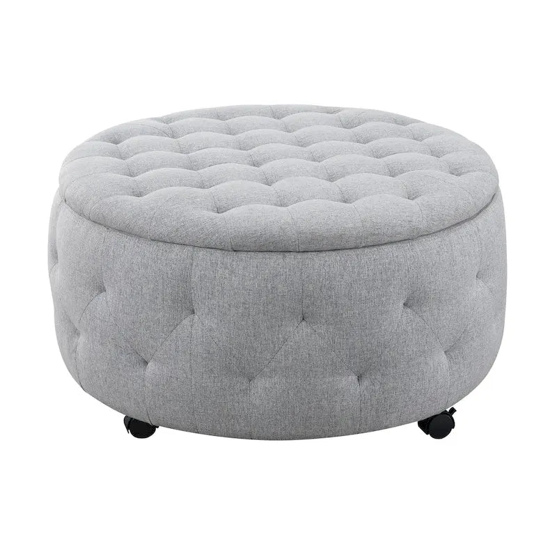 Ensemble de poufs de rangement ronds gris d'intérieur
