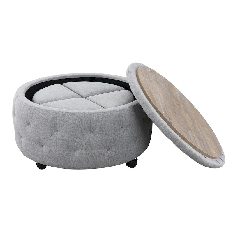 Ensemble de poufs de rangement ronds gris d'intérieur