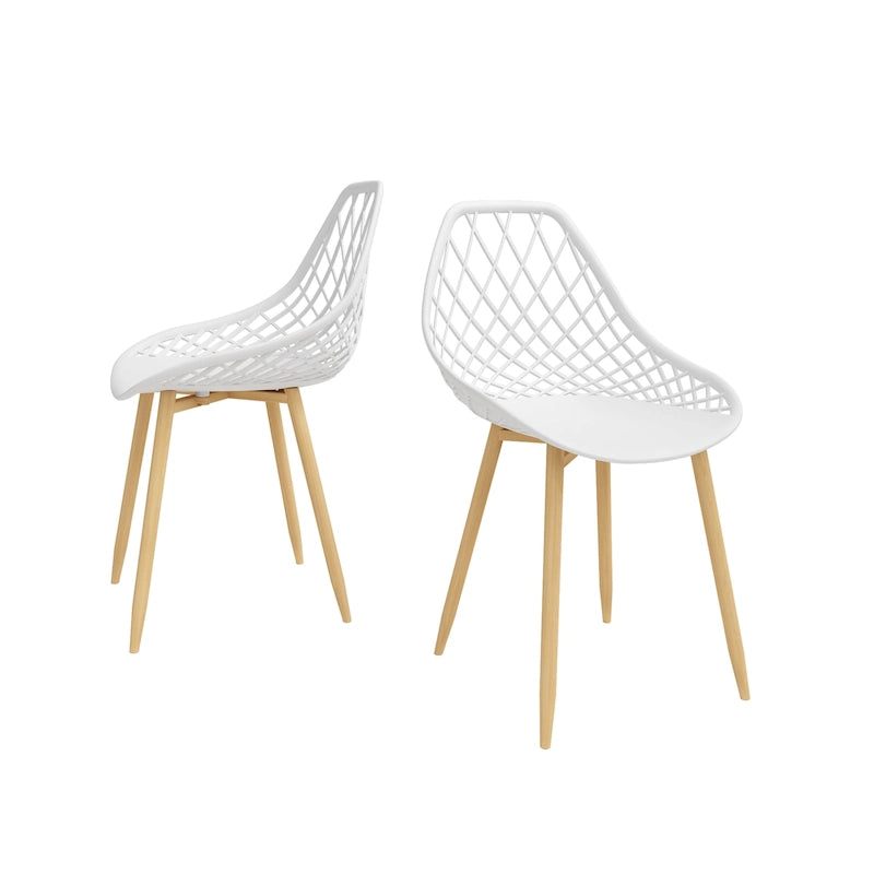 Chaises de salle à manger Kurv style Mid-Century Modern avec pieds en acier pour intérieur ou extérieur - Lot de 2