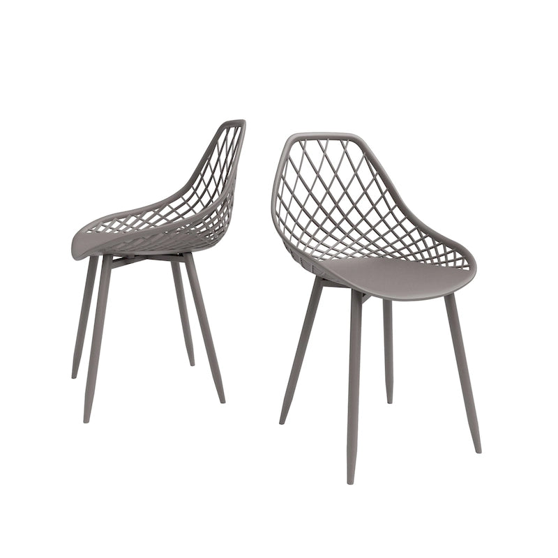 Chaises de salle à manger Kurv style Mid-Century Modern avec pieds en acier pour intérieur ou extérieur - Lot de 2