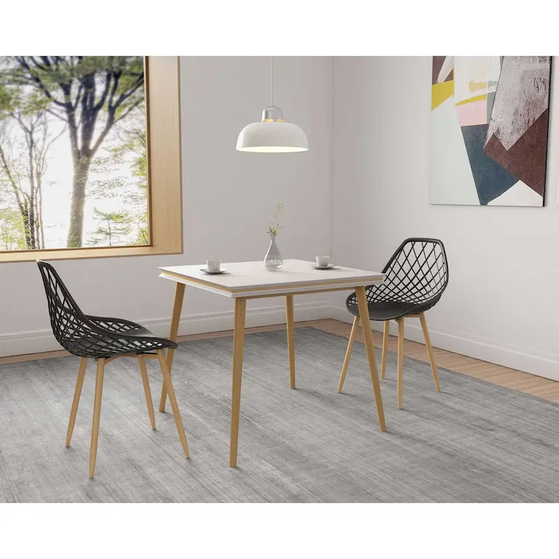 Chaises de salle à manger Kurv style Mid-Century Modern avec pieds en acier pour intérieur ou extérieur - Lot de 2