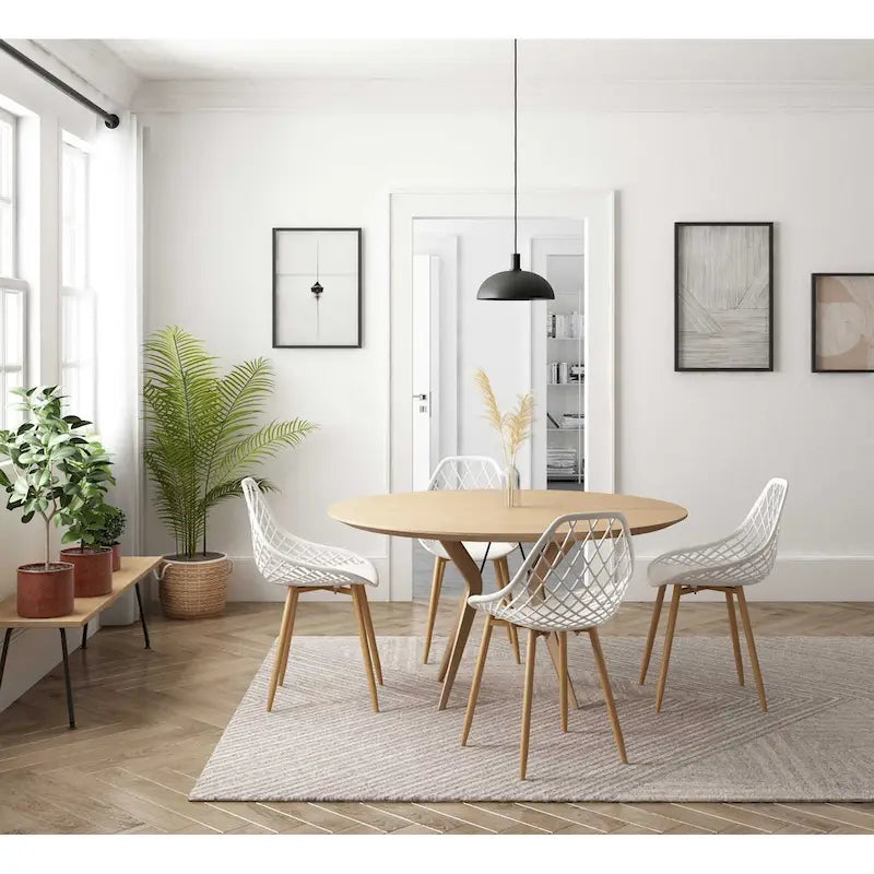 Chaises de salle à manger Kurv style Mid-Century Modern avec pieds en acier pour intérieur ou extérieur - Lot de 2