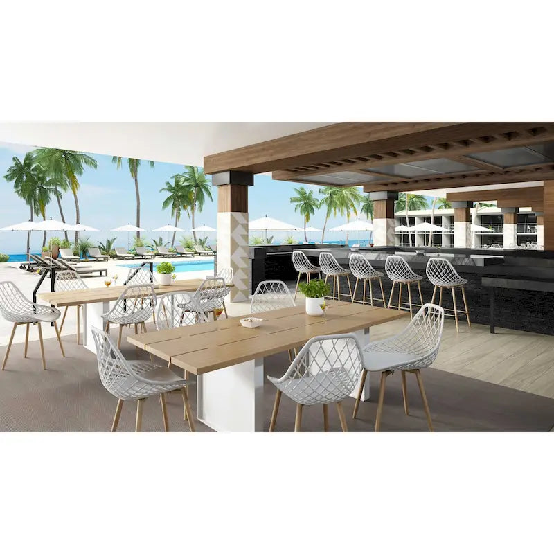 Chaises de salle à manger Kurv style Mid-Century Modern avec pieds en acier pour intérieur ou extérieur - Lot de 2