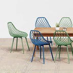 Chaises de salle à manger Kurv style Mid-Century Modern avec pieds en acier pour intérieur ou extérieur - Lot de 2