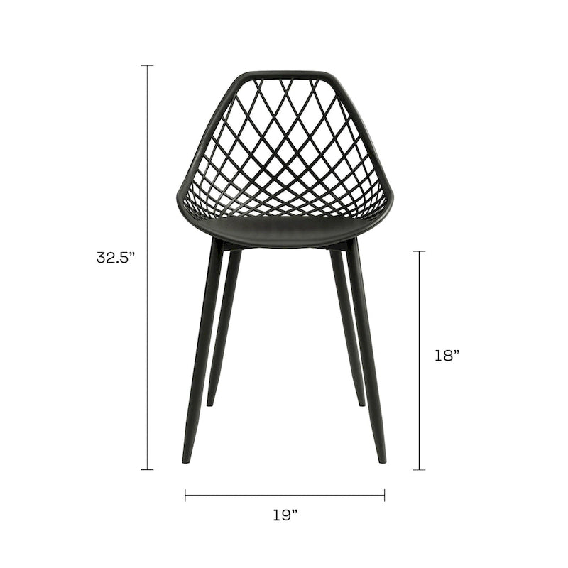 Chaises de salle à manger Kurv style Mid-Century Modern avec pieds en acier pour intérieur ou extérieur - Lot de 2