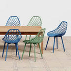 Chaises de salle à manger Kurv style Mid-Century Modern avec pieds en acier pour intérieur ou extérieur - Lot de 2