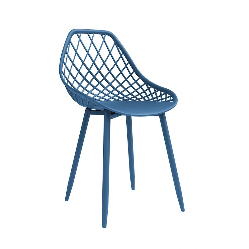 Chaises de salle à manger Kurv style Mid-Century Modern avec pieds en acier pour intérieur ou extérieur - Lot de 2