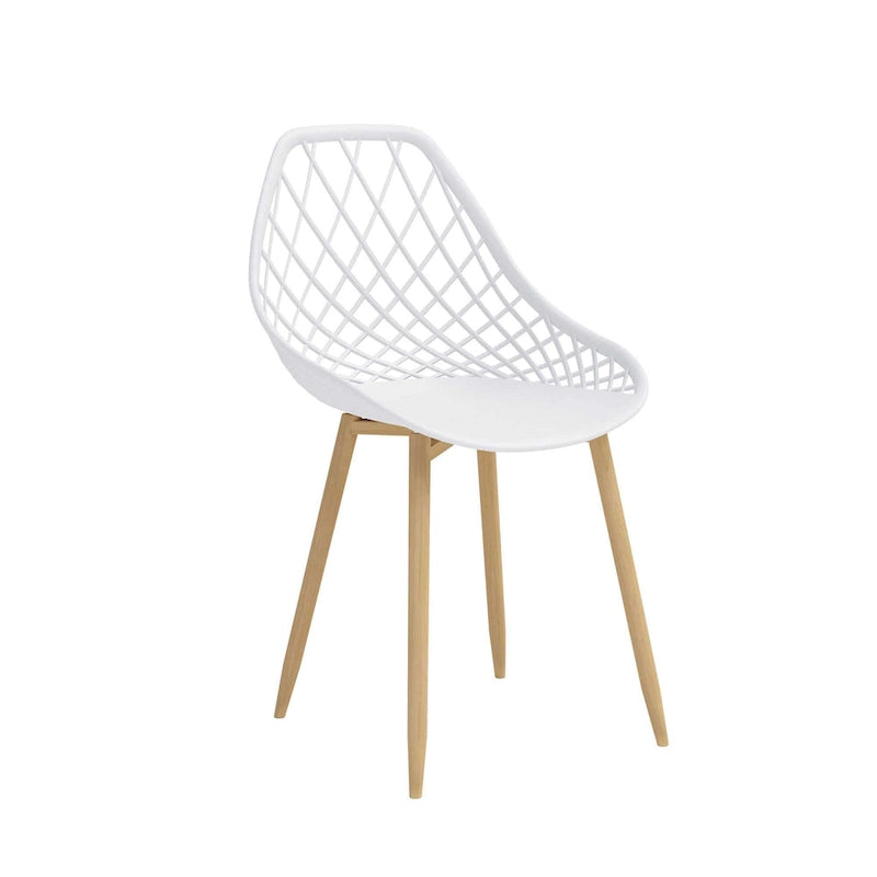Chaises de salle à manger Kurv style Mid-Century Modern avec pieds en acier pour intérieur ou extérieur - Lot de 2