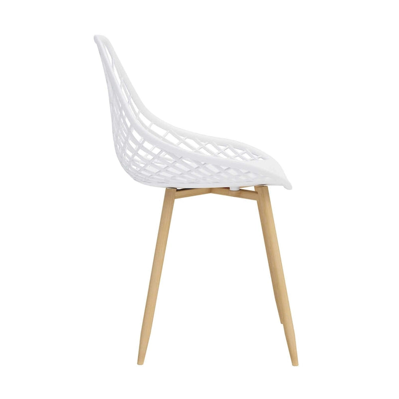 Chaises de salle à manger Kurv style Mid-Century Modern avec pieds en acier pour intérieur ou extérieur - Lot de 2
