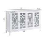 HOMCOM Buffet avec 4 portes vitrées, armoire de rangement avec étagères réglables – 137L x 39,4P x 81,3H cm