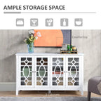HOMCOM Buffet avec 4 portes vitrées, armoire de rangement avec étagères réglables – 137L x 39,4P x 81,3H cm