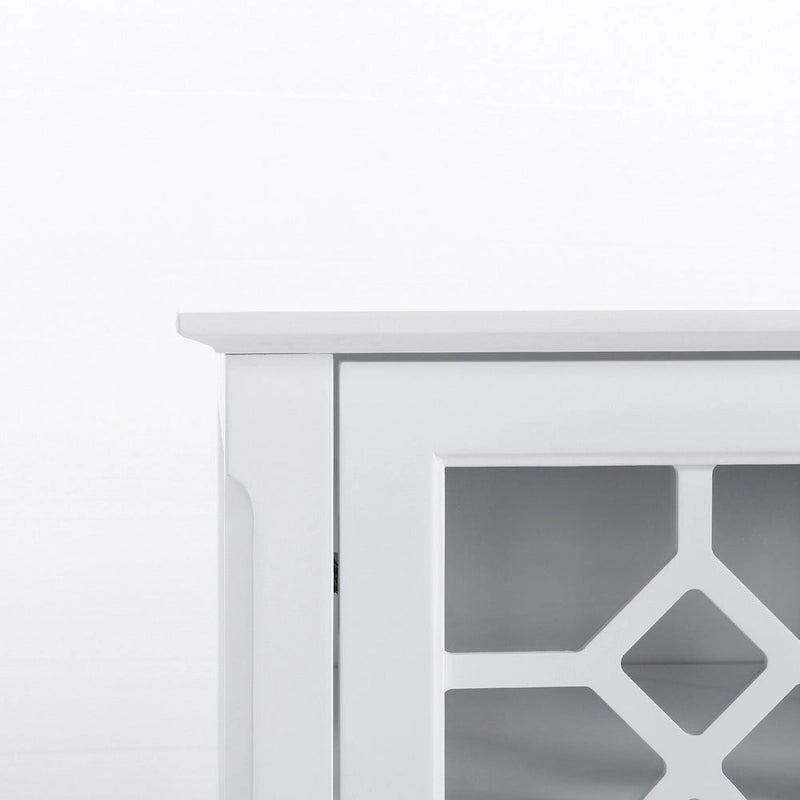 HOMCOM Buffet avec 4 portes vitrées, armoire de rangement avec étagères réglables – 137L x 39,4P x 81,3H cm