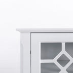 HOMCOM Buffet avec 4 portes vitrées, armoire de rangement avec étagères réglables – 137L x 39,4P x 81,3H cm
