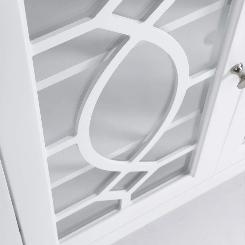HOMCOM Buffet avec 4 portes vitrées, armoire de rangement avec étagères réglables – 137L x 39,4P x 81,3H cm