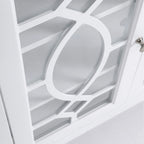 HOMCOM Buffet avec 4 portes vitrées, armoire de rangement avec étagères réglables – 137L x 39,4P x 81,3H cm