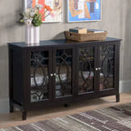 HOMCOM Buffet avec 4 portes vitrées, armoire de rangement avec étagères réglables – 137L x 39,4P x 81,3H cm