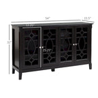HOMCOM Buffet avec 4 portes vitrées, armoire de rangement avec étagères réglables – 137L x 39,4P x 81,3H cm