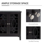HOMCOM Buffet avec 4 portes vitrées, armoire de rangement avec étagères réglables – 137L x 39,4P x 81,3H cm