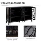 HOMCOM Buffet avec 4 portes vitrées, armoire de rangement avec étagères réglables – 137L x 39,4P x 81,3H cm