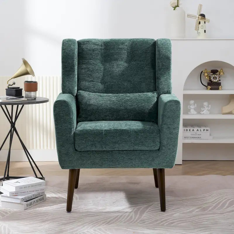 Fauteuil d'appoint en tissu chenille avec accoudoirs