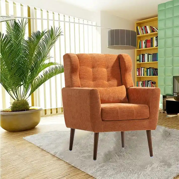 Fauteuil d'appoint en tissu chenille avec accoudoirs