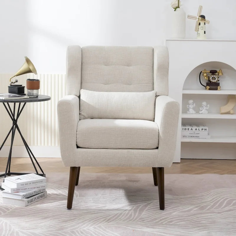 Fauteuil d'appoint en tissu chenille avec accoudoirs