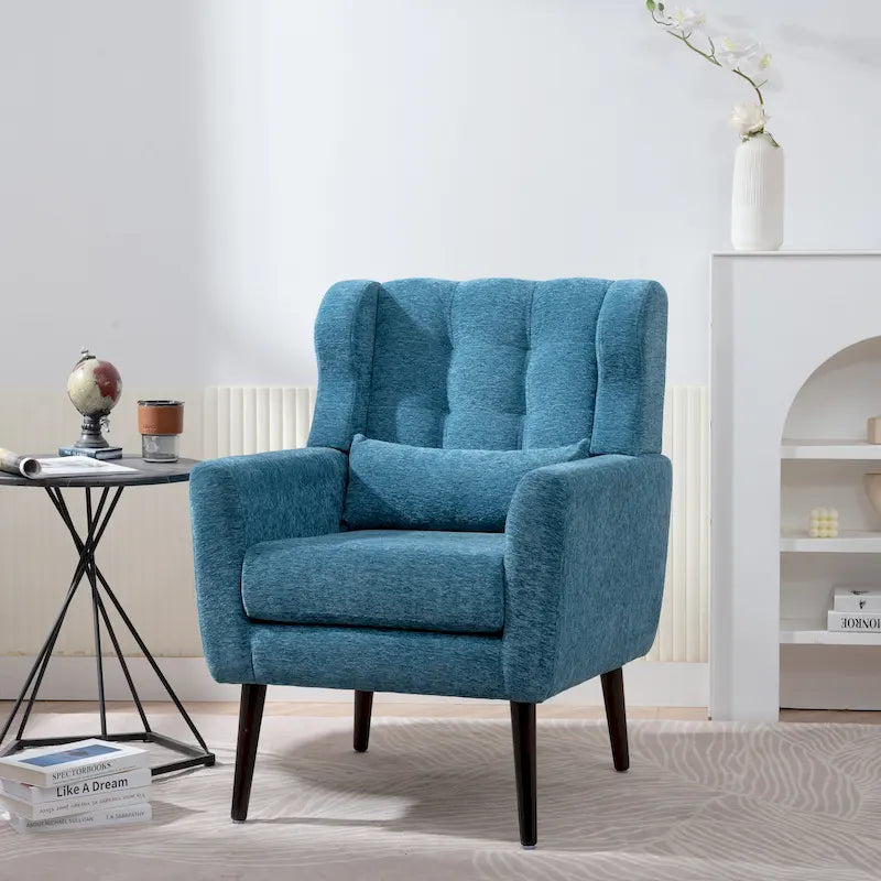 Fauteuil d'appoint en tissu chenille avec accoudoirs