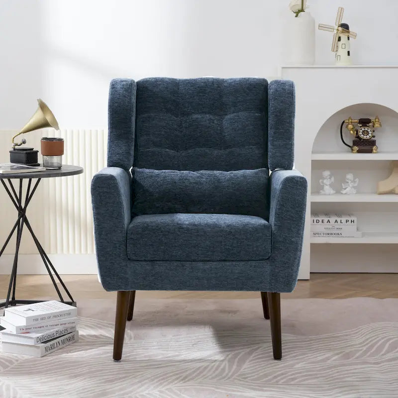 Fauteuil d'appoint en tissu chenille avec accoudoirs