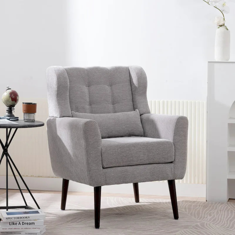 Fauteuil d'appoint en tissu chenille avec accoudoirs