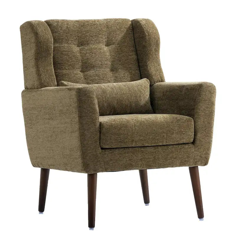 Fauteuil d'appoint en tissu chenille avec accoudoirs