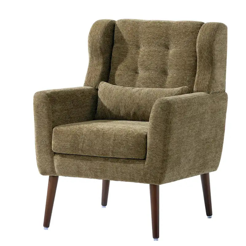 Fauteuil d'appoint en tissu chenille avec accoudoirs