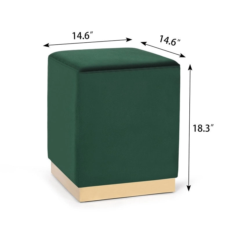 Pouffe repose-pieds Adeco tabouret coiffeuse avec garniture dorée
