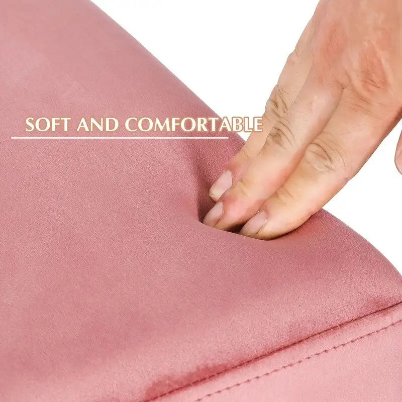 Pouffe repose-pieds Adeco tabouret coiffeuse avec garniture dorée