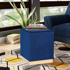 Pouffe repose-pieds Adeco tabouret coiffeuse avec garniture dorée