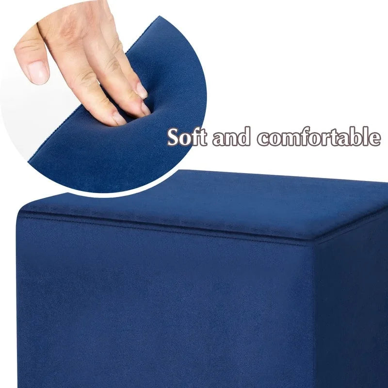 Pouffe repose-pieds Adeco tabouret coiffeuse avec garniture dorée