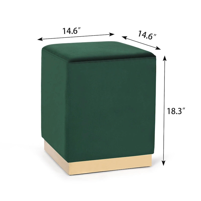 Pouffe repose-pieds Adeco tabouret coiffeuse avec garniture dorée