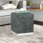 Pouffe repose-pieds Adeco tabouret coiffeuse avec garniture dorée