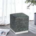 Pouffe repose-pieds Adeco tabouret coiffeuse avec garniture dorée