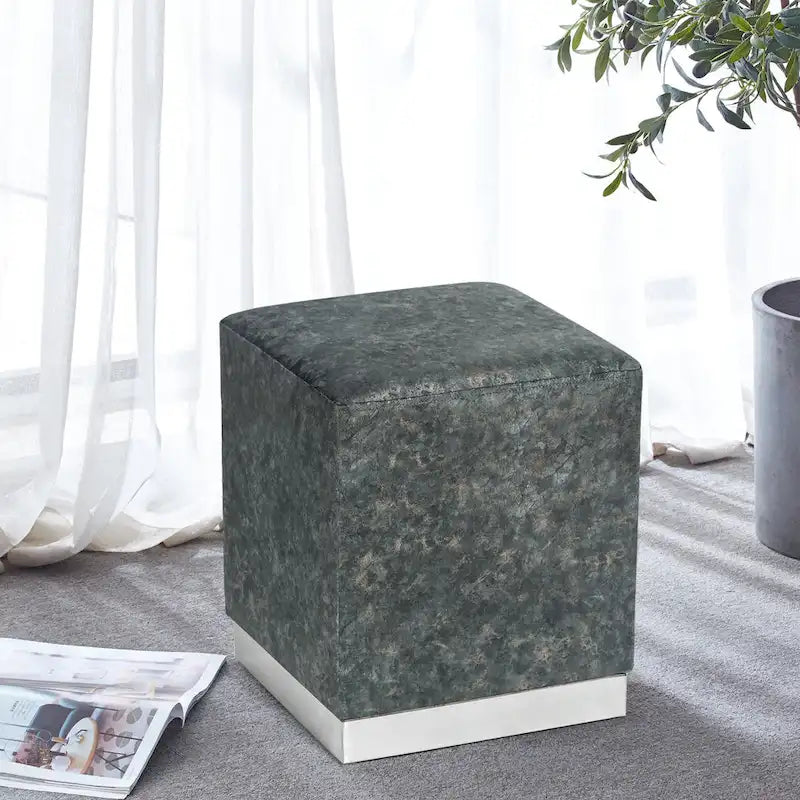 Pouffe repose-pieds Adeco tabouret coiffeuse avec garniture dorée