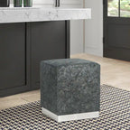 Pouffe repose-pieds Adeco tabouret coiffeuse avec garniture dorée