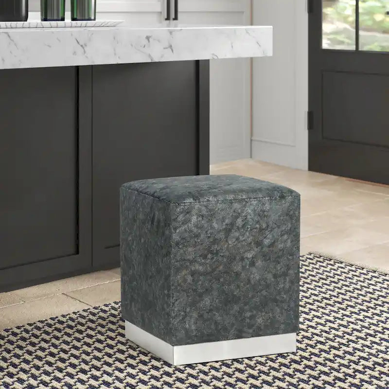 Pouffe repose-pieds Adeco tabouret coiffeuse avec garniture dorée