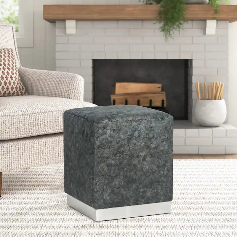 Pouffe repose-pieds Adeco tabouret coiffeuse avec garniture dorée