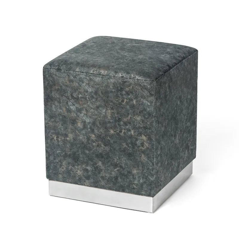 Pouffe repose-pieds Adeco tabouret coiffeuse avec garniture dorée