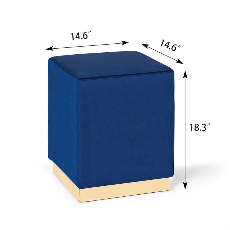 Pouffe repose-pieds Adeco tabouret coiffeuse avec garniture dorée