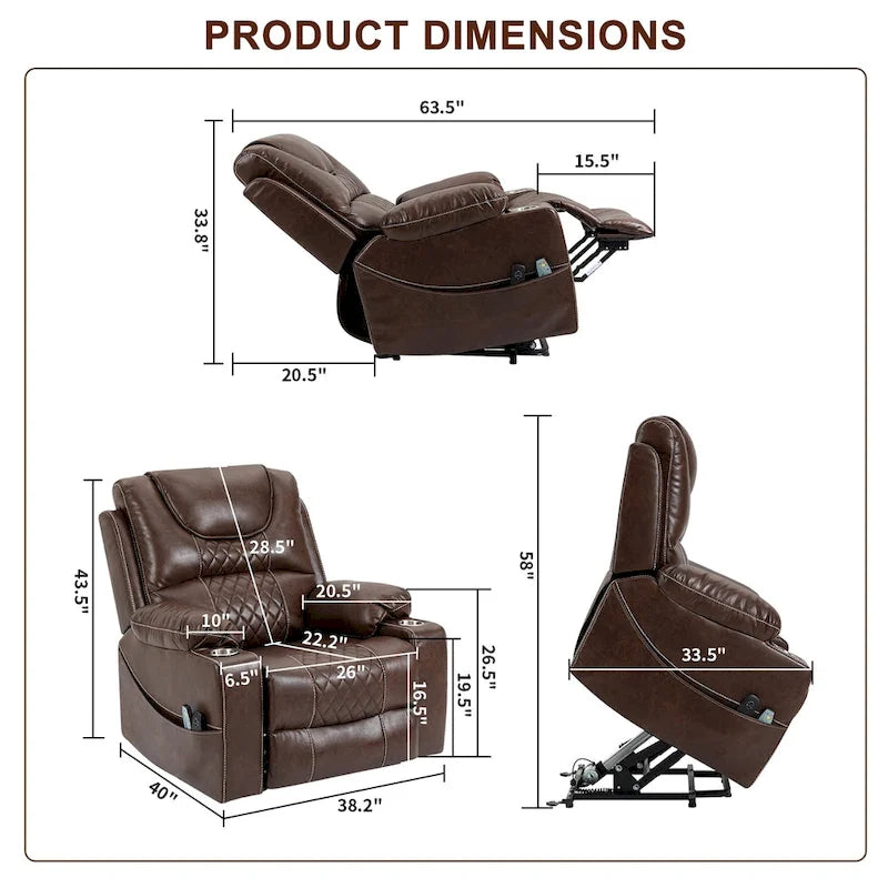 Fauteuil inclinable électrique surdimensionné Fauteuil élévateur électrique pour personnes âgées, 180 kg