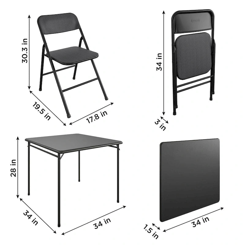 Ensemble table pliante en vinyle et chaises en tissu 5 pièces COSCO - 5 pièces